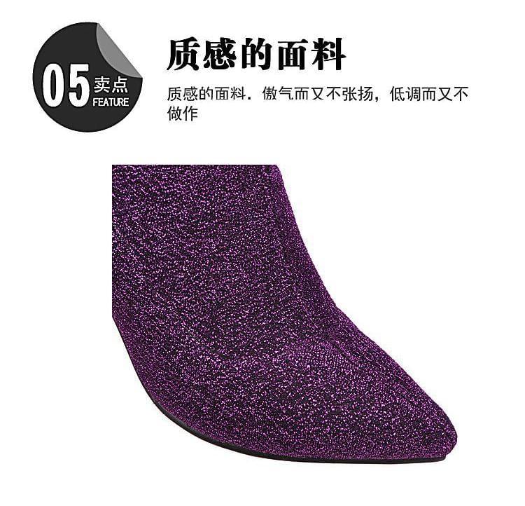 Glitter Chunky Heel Over-The-Knee Boots Product Image