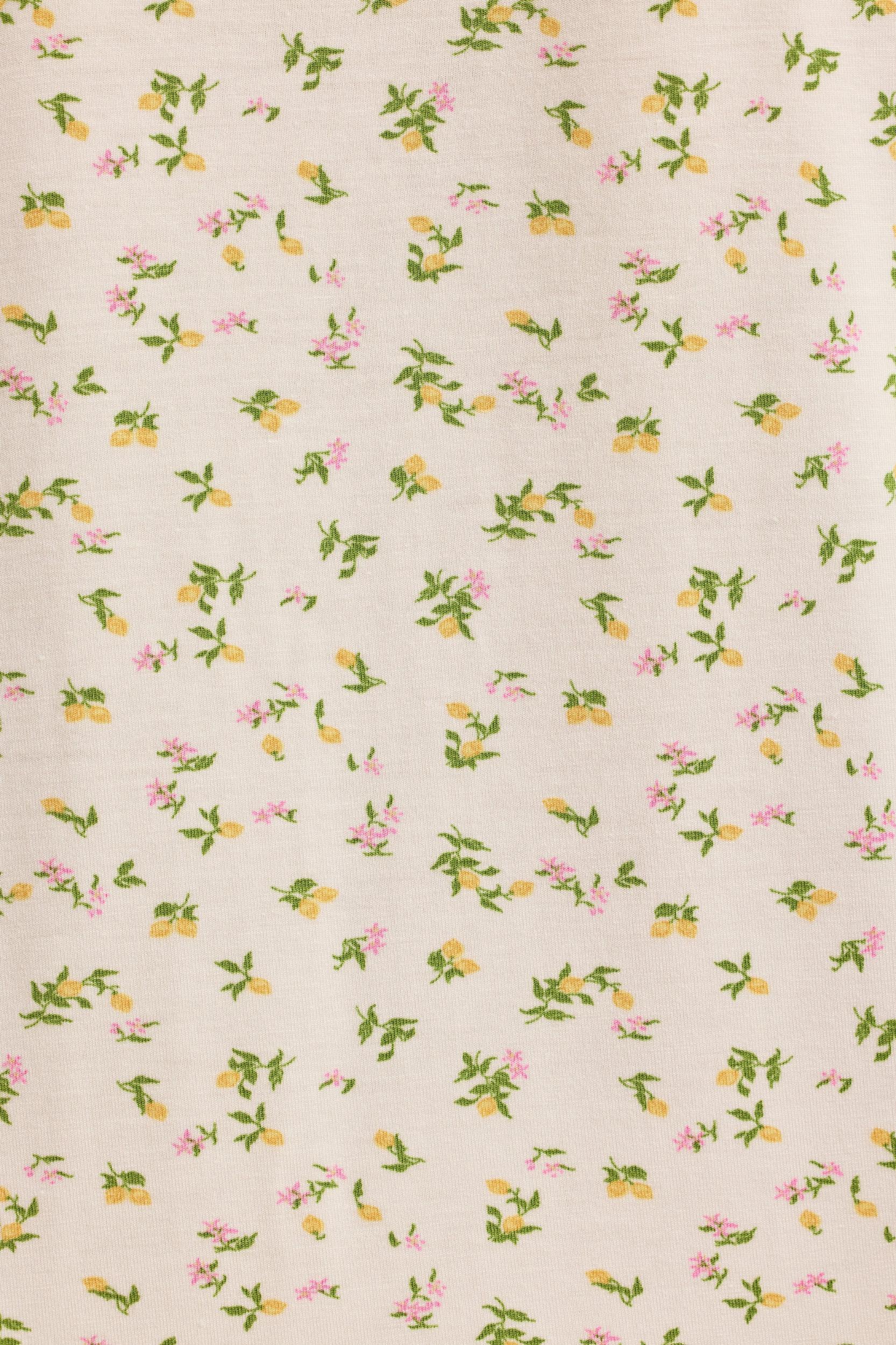 Modal Ruffle-Trim Pyjama Shorts in Lemon Print Product Image