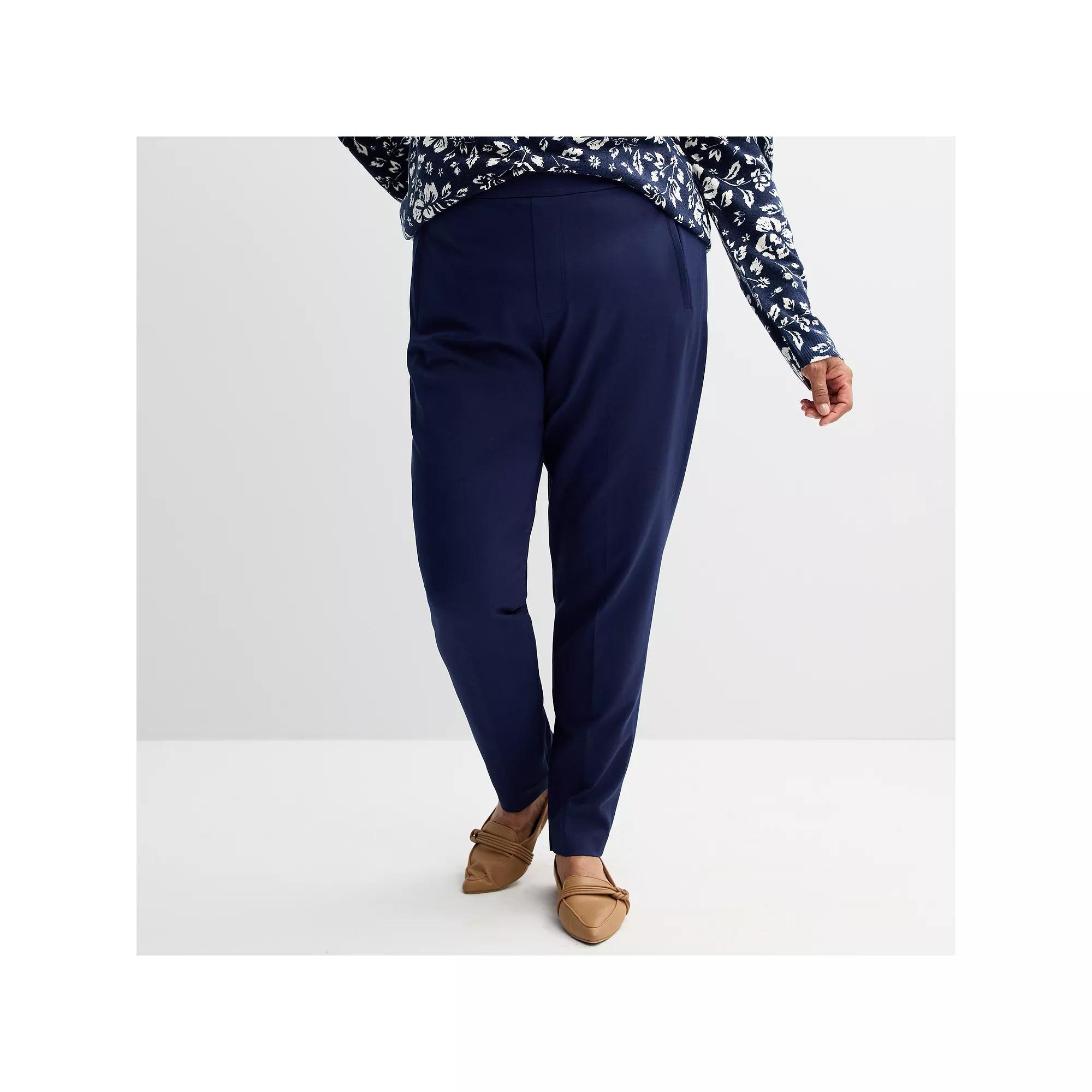 Plus Size Croft & Barrow® Ponte Classic Straight Pants, Women's, Size: 5XL, Seattle Blue Product Image