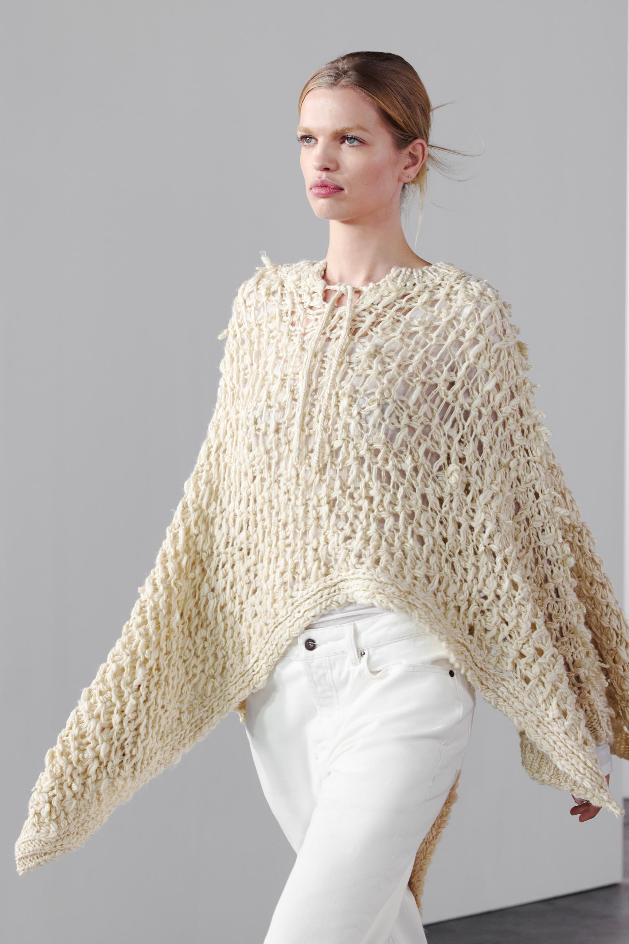 OPENWORK KNIT PONCHO SWEATER Product Image