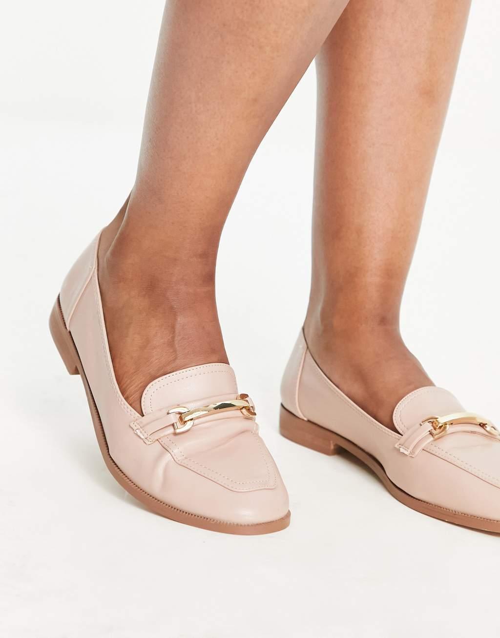 ASOS DESIGN Wide Fit Verity loafer flat shoes with trim Product Image