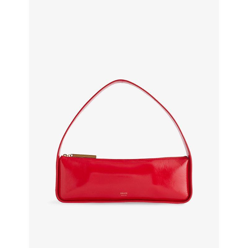KHAITE Lori Crackle Patent Leather Shoulder Bag In Red Product Image