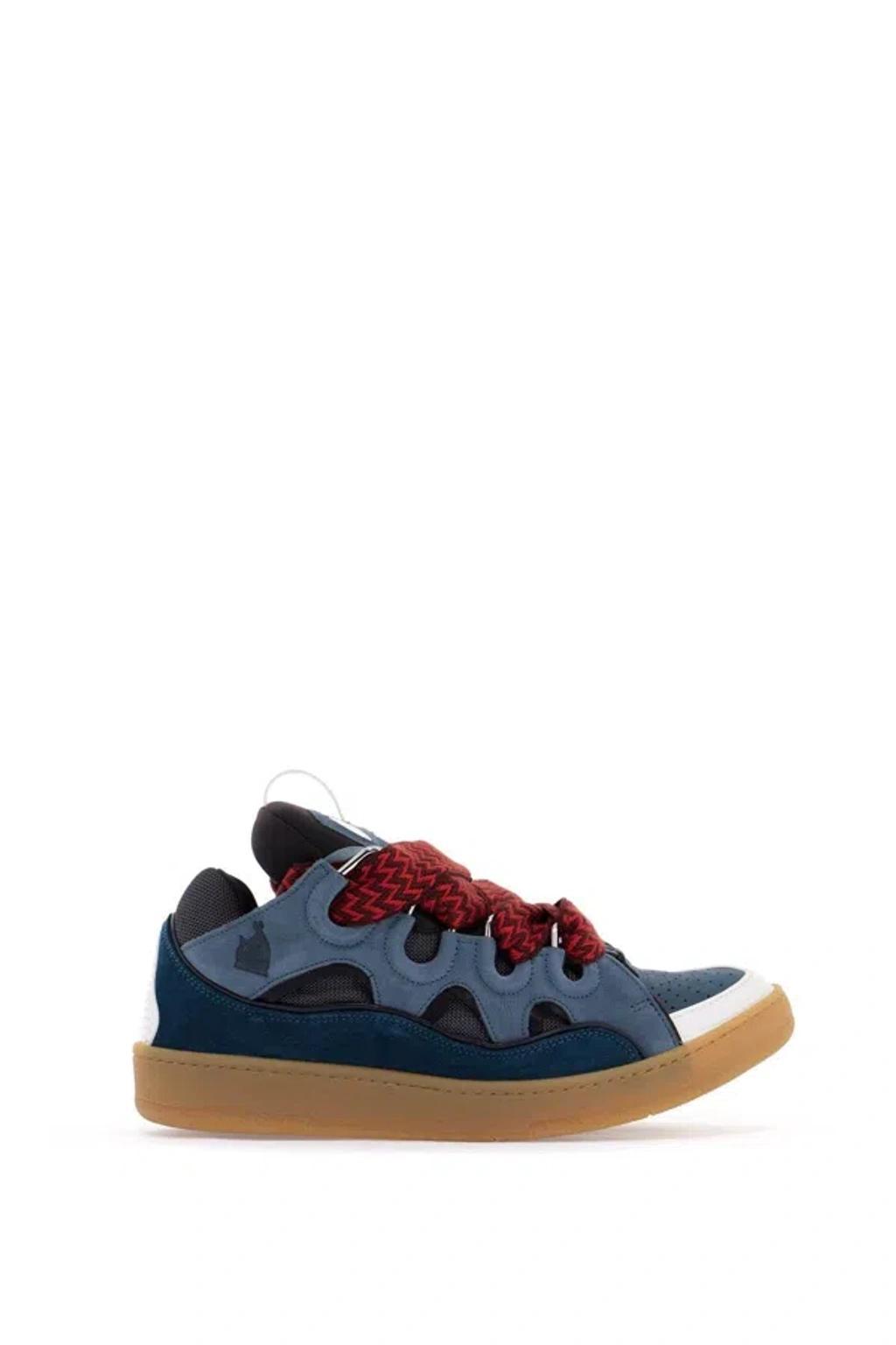 LANVIN Knit Cut-out Low-top Sneakers In Blue Product Image