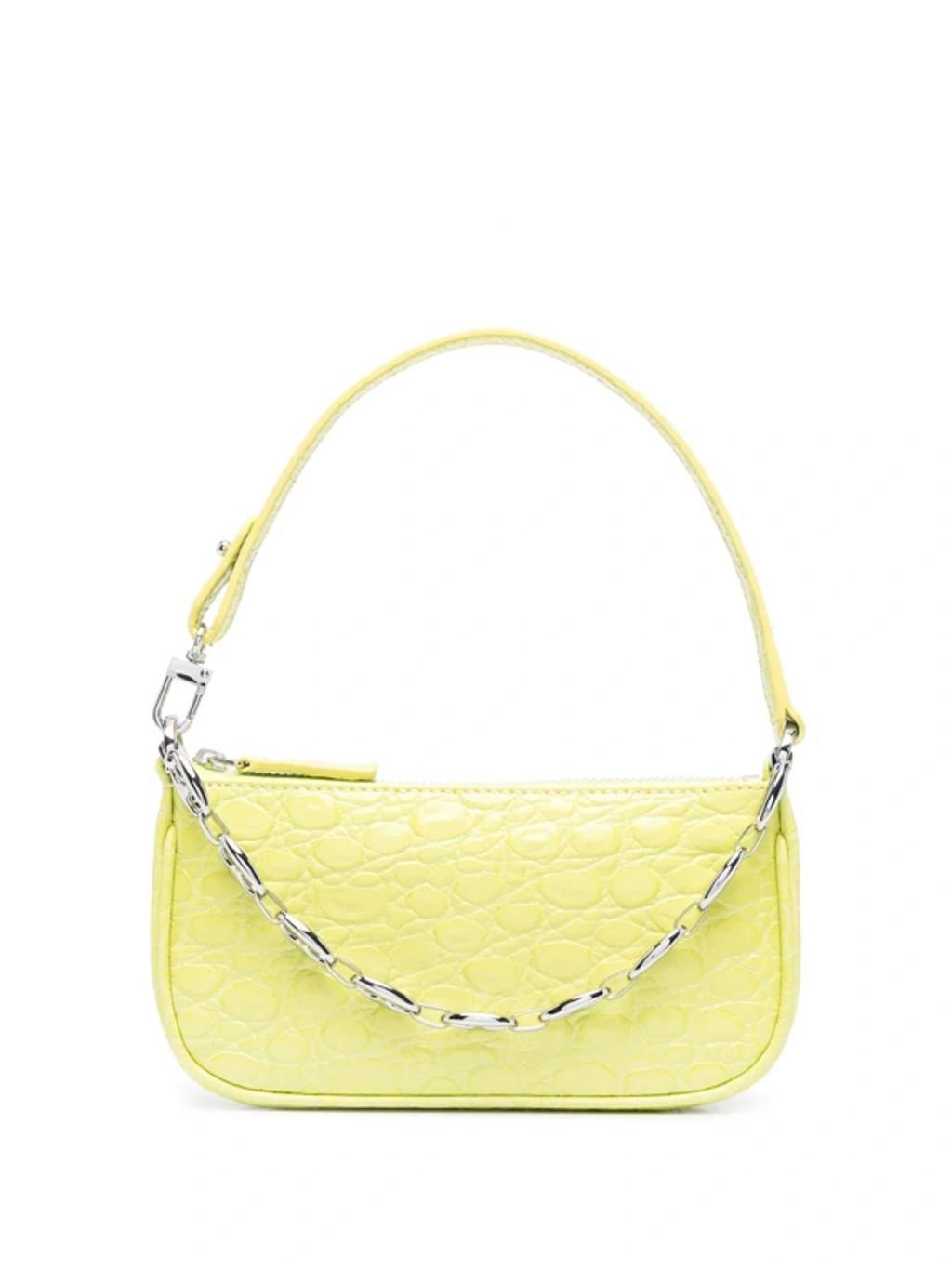 BY FAR Rachel Croc-embossed Shoulder Bag In Yellow Product Image