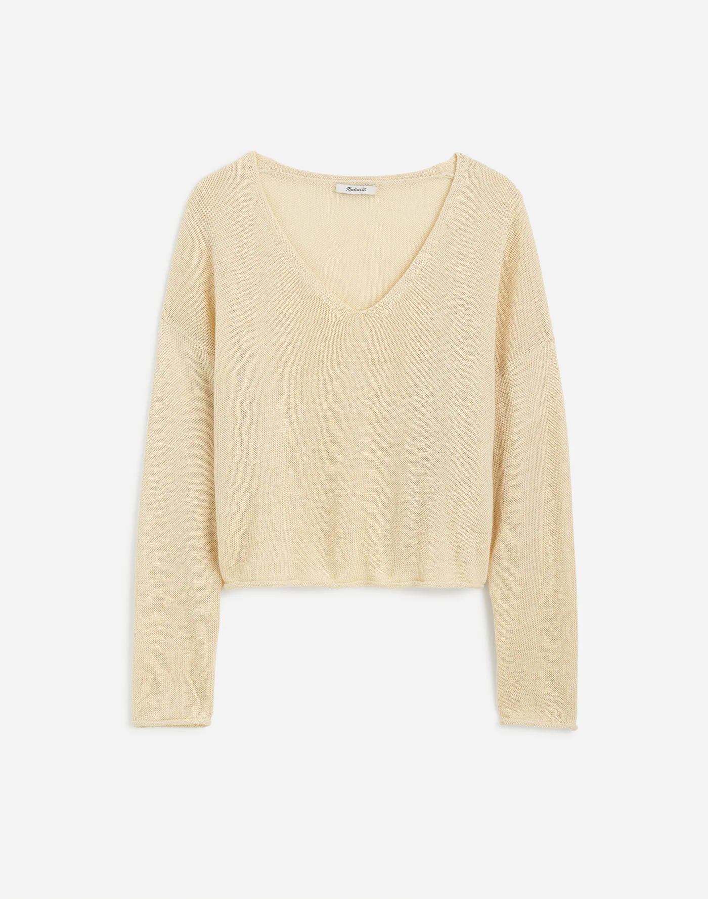 Linen V-Neck Sweater Product Image