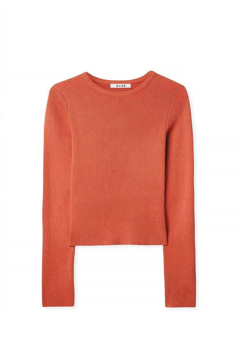 Ribbed Knitted Round Neck Top Product Image