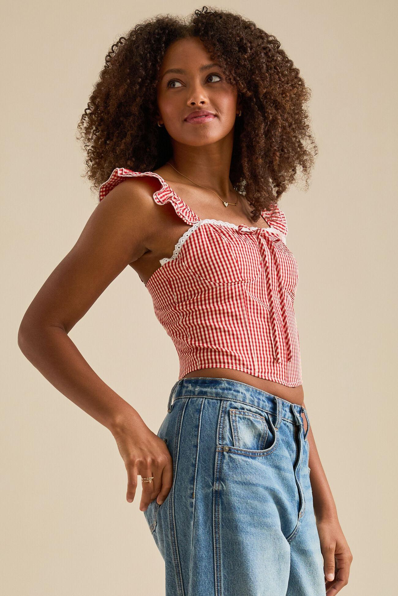 Karla Gingham Corset Top Product Image