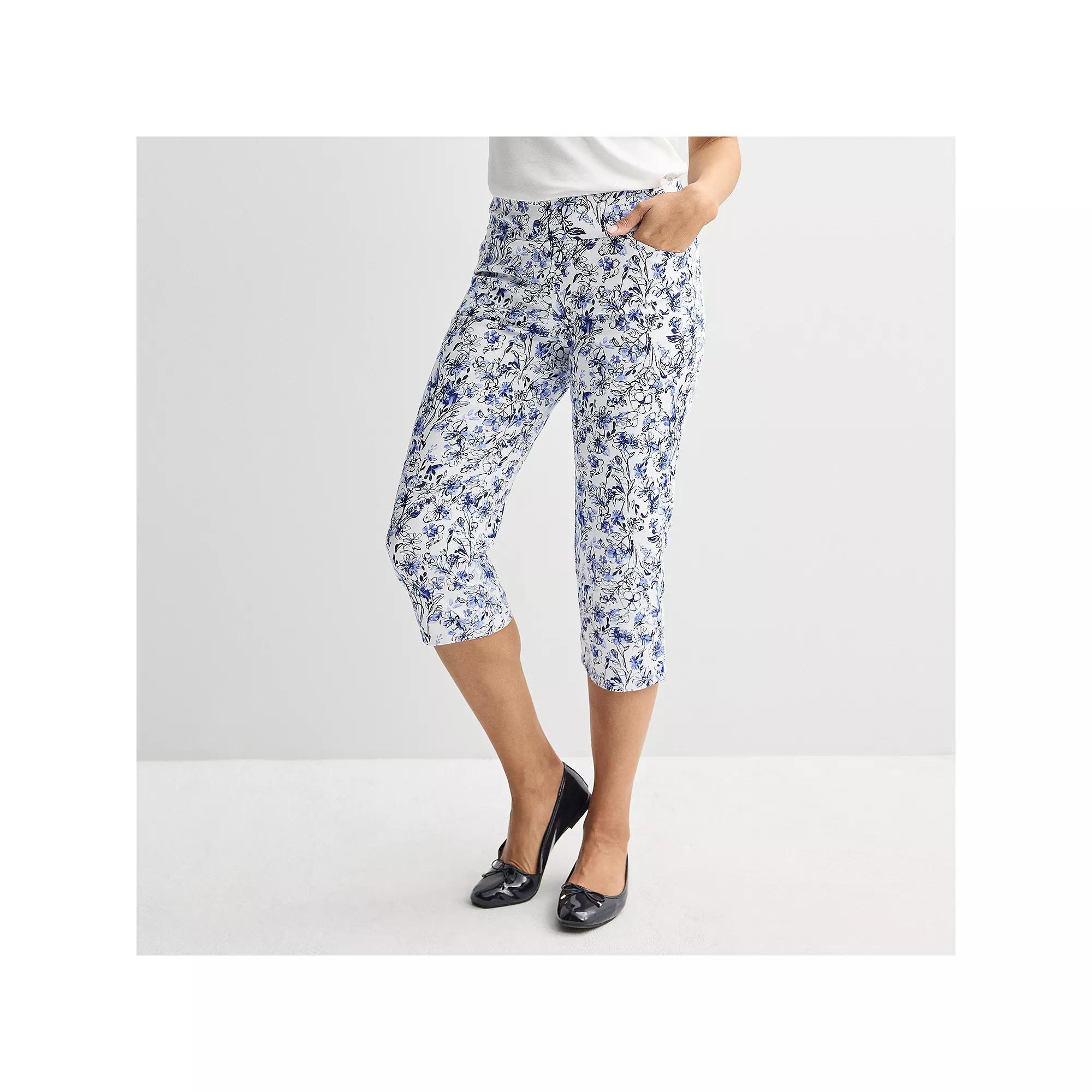 Women's Croft & Barrow® Effortless Stretch Capri Pants, Size: 10, Garden Bouqet Product Image
