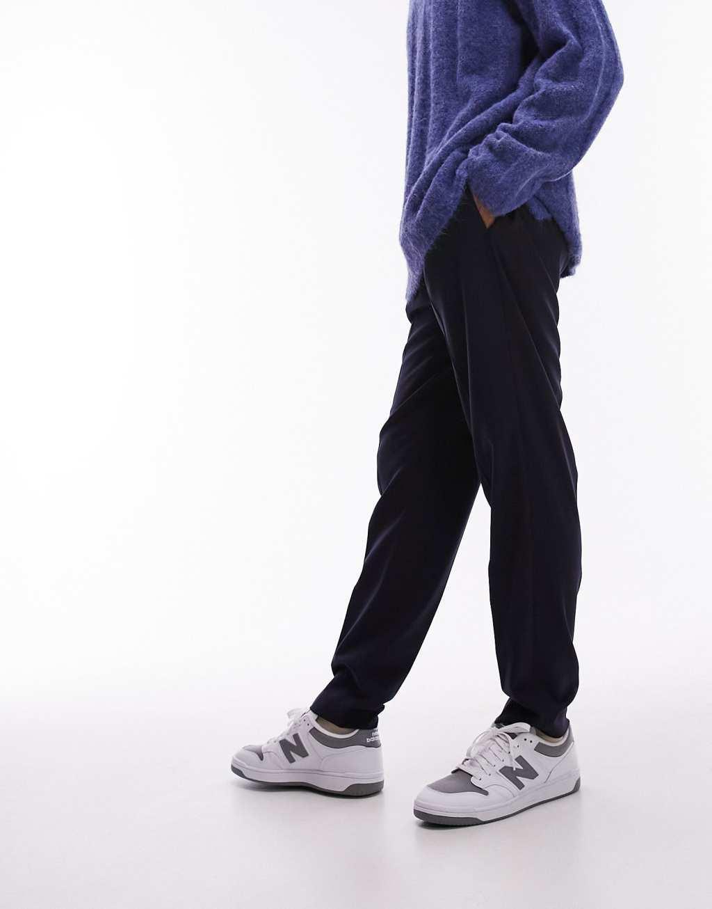 Topman tapered ripstop sweatpants in navy Product Image