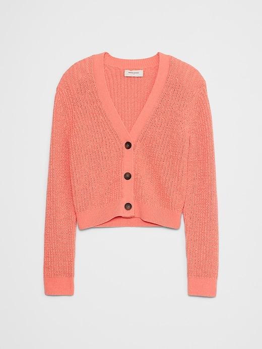 Cropped Textured Cardigan Sweater Product Image