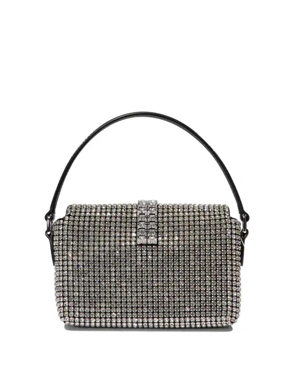 SELF-PORTRAIT Silver Rhinestone Chainmail Micro Handbag Product Image