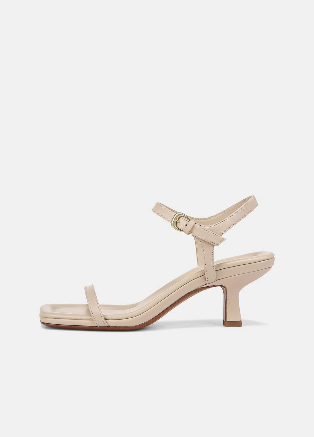 Womens Coco Leather Heeled Sandal, Birch Sand, Size 11 Vince Product Image