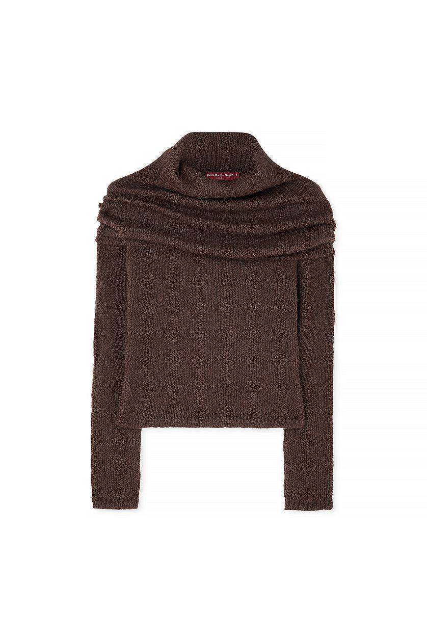 Wool Blend Neck Detail Overlap Sweater Product Image