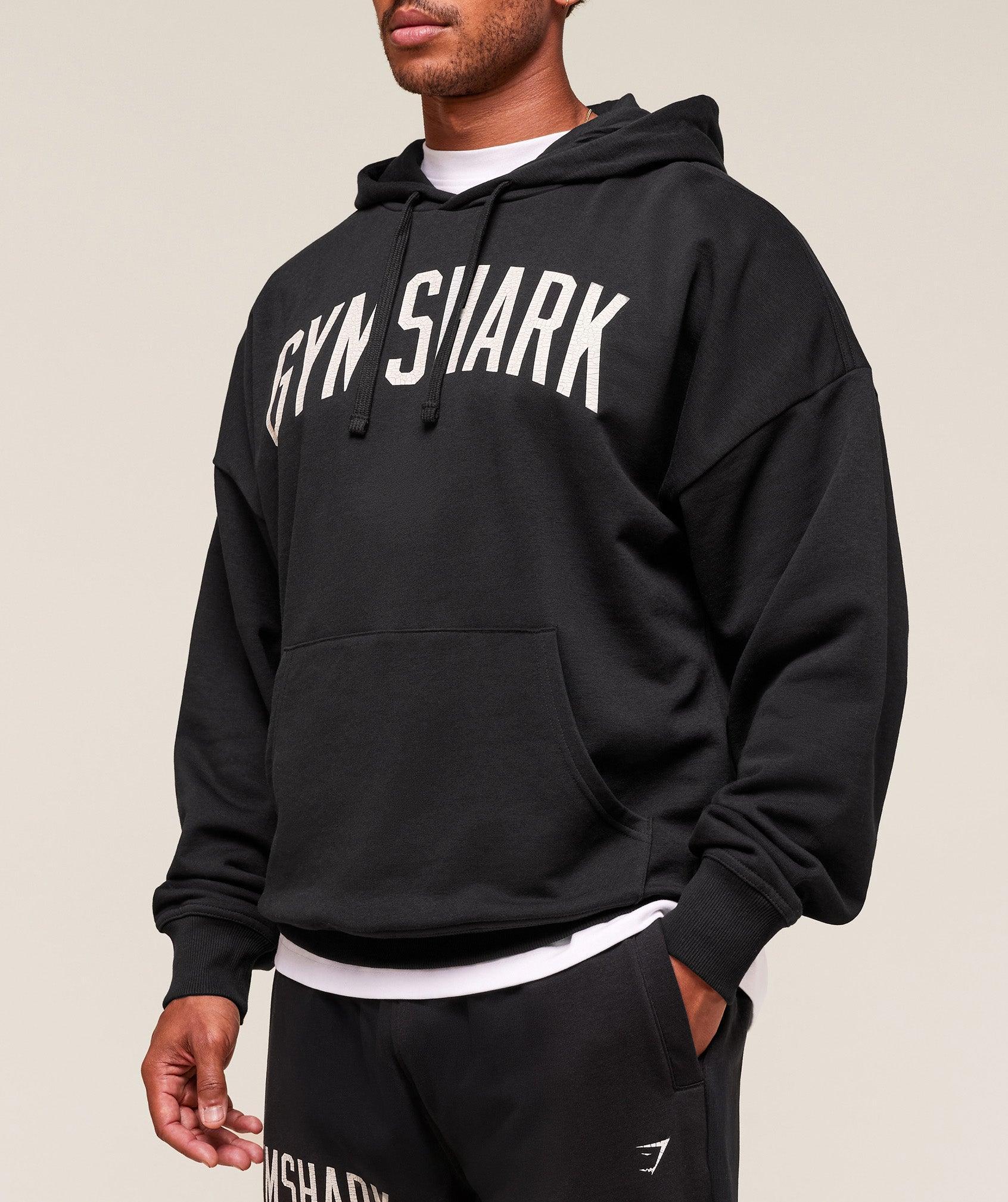 Gymshark Worn Graphic Hoodie - Black Male Product Image