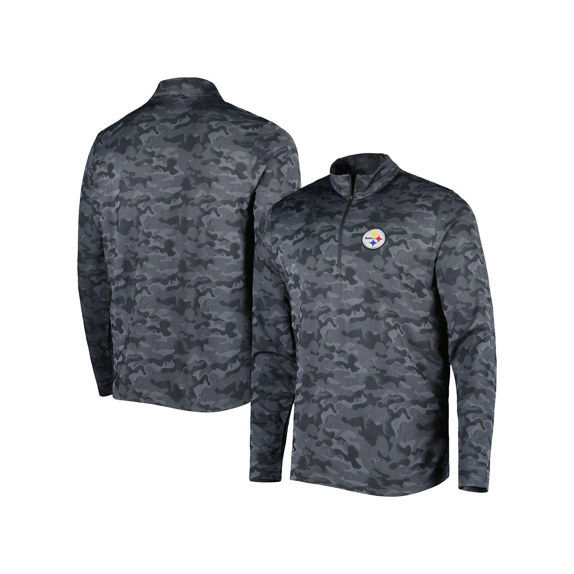 Men's Antigua Black Pittsburgh Steelers Brigade Quarter-Zip Sweatshirt,  Product Image