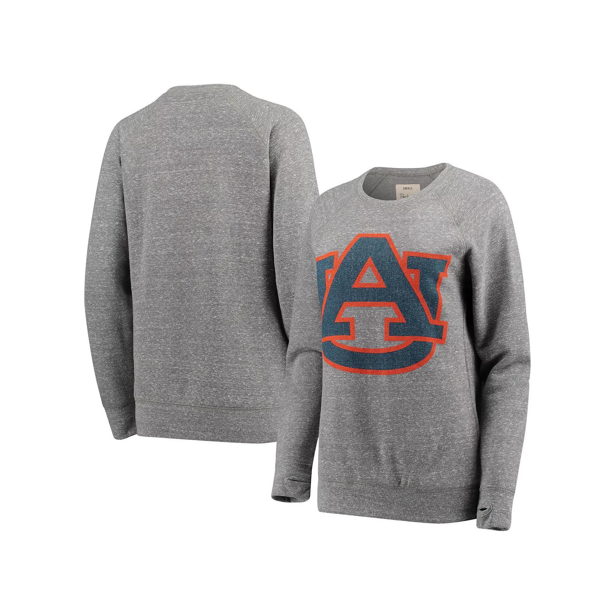 Women's Pressbox Heathered Gray Auburn Tigers Big Team Logo Knobi Fleece Tri-Blend Crew Neck Sweatshirt, Size: Large, Grey Product Image