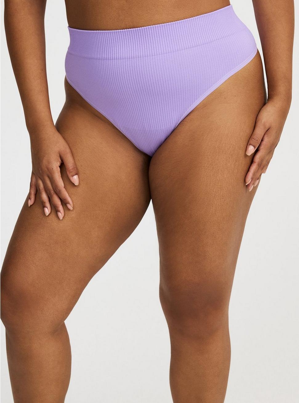 Seamless Ribbed High-Rise Thong Panty Product Image