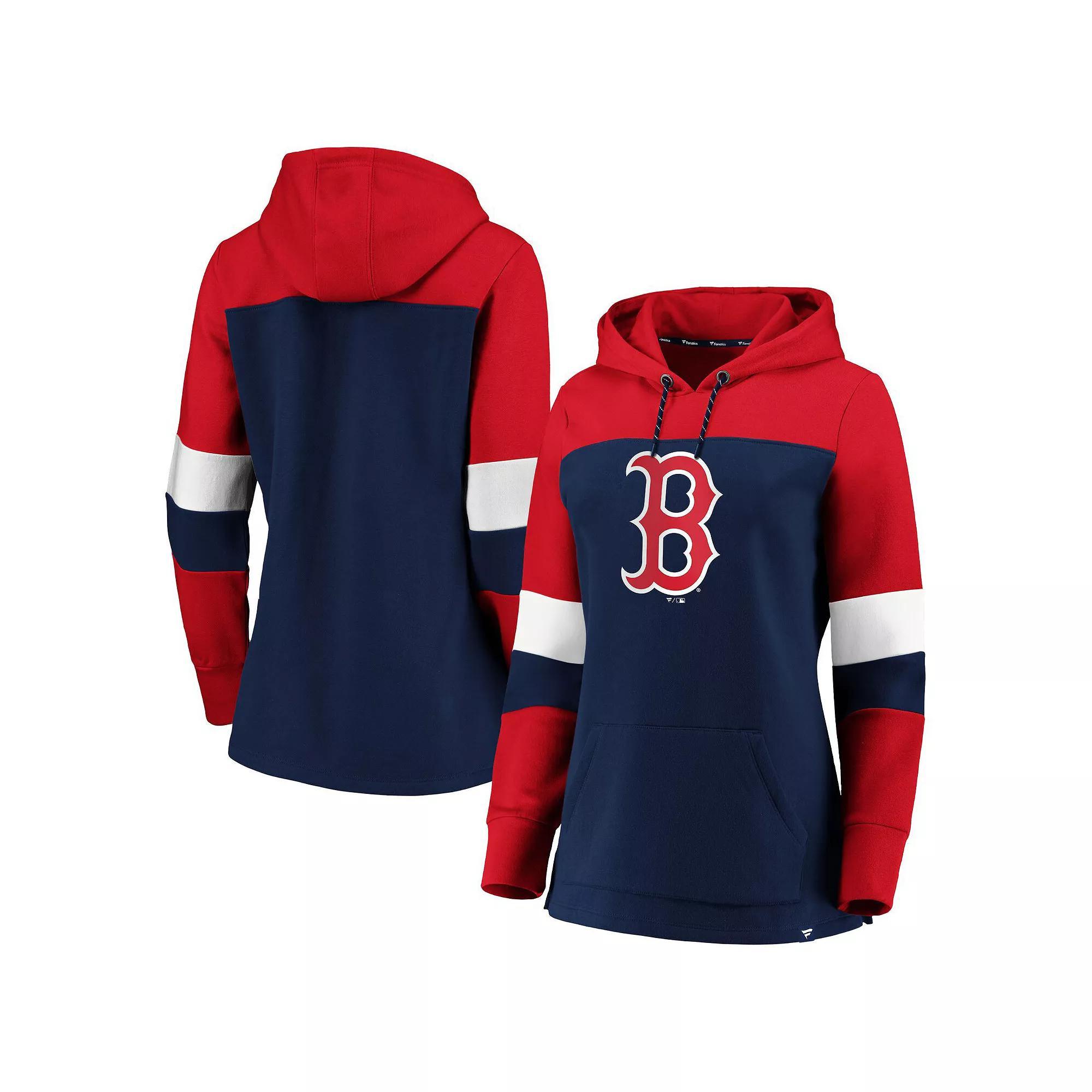 Women's Navy Boston Red Sox Plus Size Colorblock Pullover Hoodie, Size: 1XL, Blue Product Image