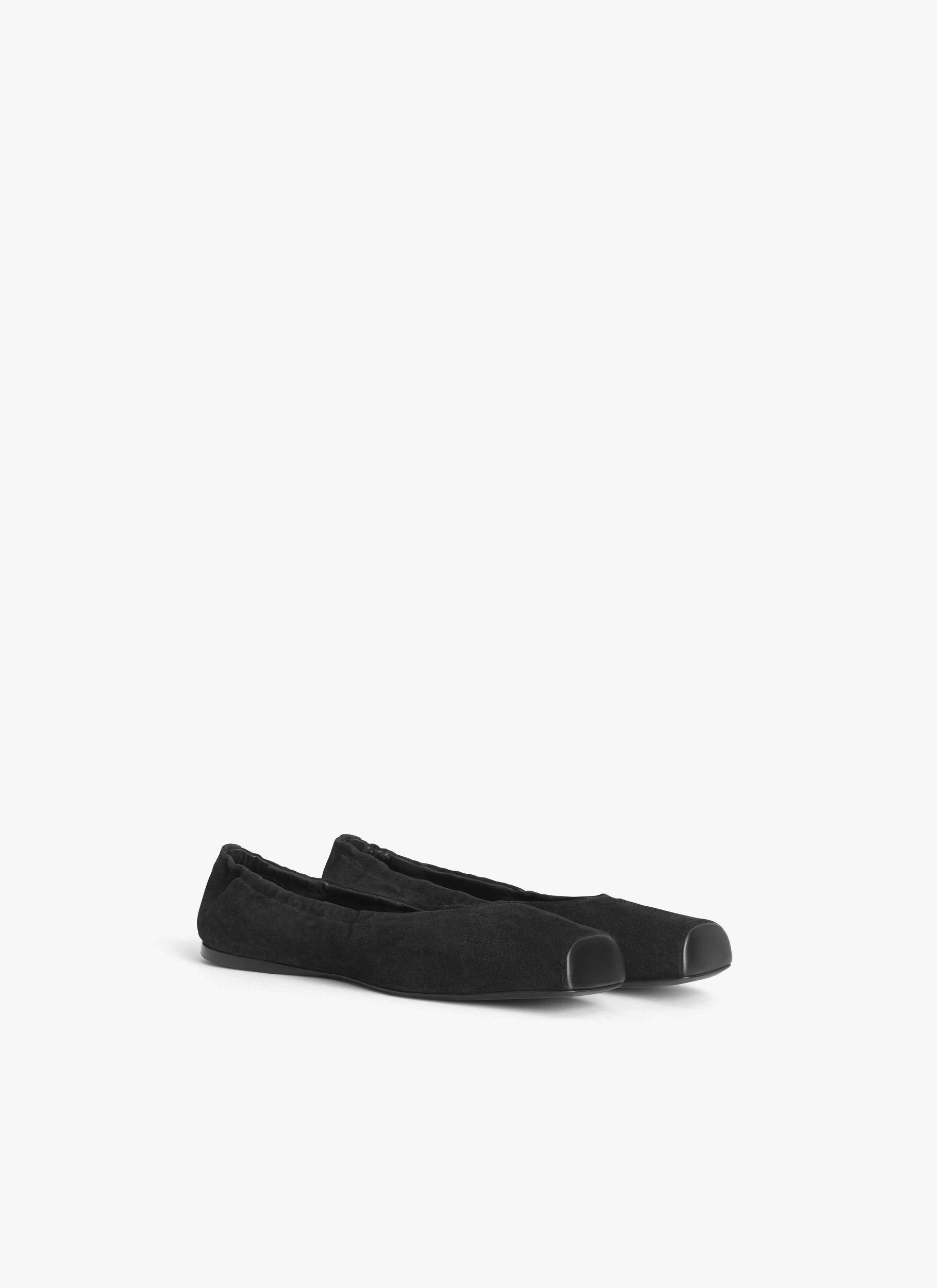 BLACK SQUARE BALLET FLATS IN LEATHER Product Image