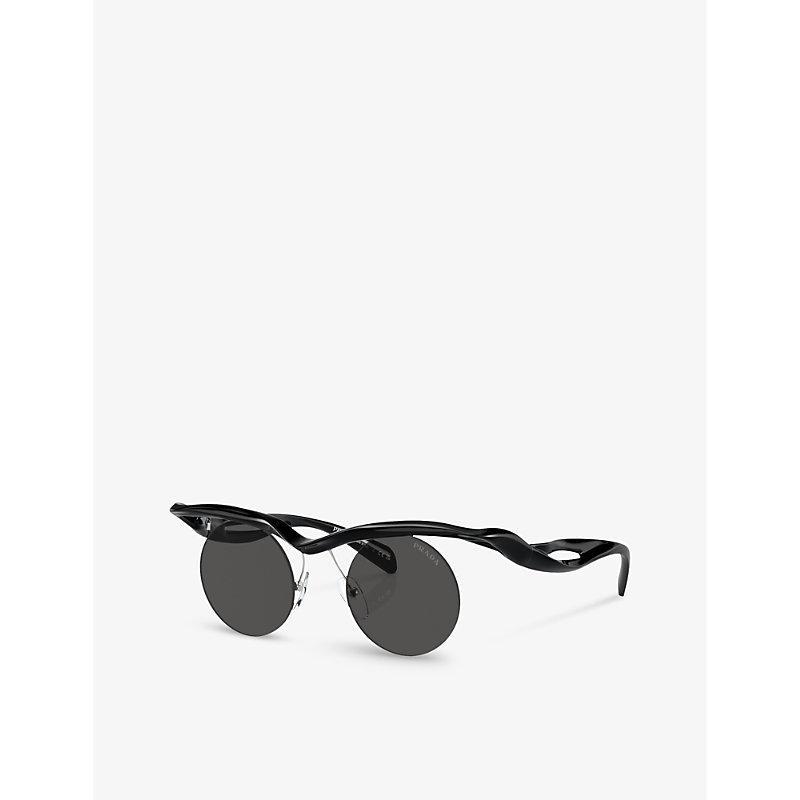 PRADA Womens Black Pr A24s Round-frame Injected Sunglasses Product Image