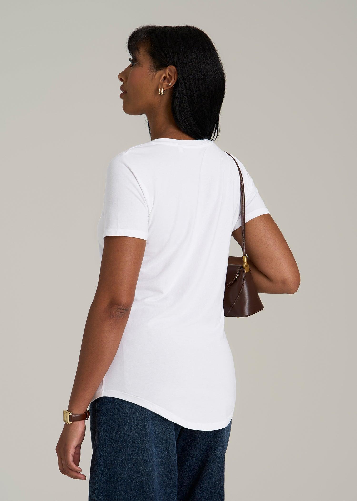 Scoop V-Neck Tee for Tall Women in Ecru Female Product Image