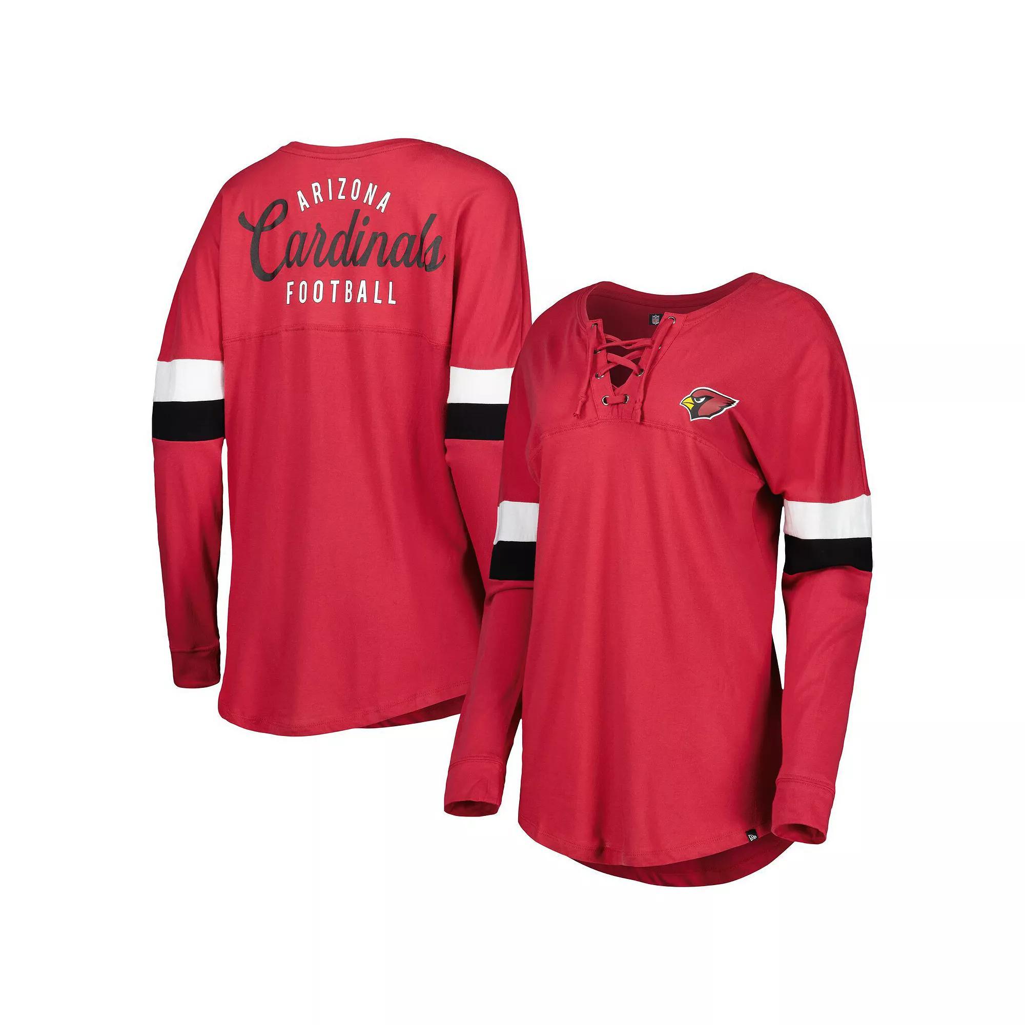 Women's New Era  Cardinal Arizona Cardinals Athletic Varsity Lightweight Lace-Up Long Sleeve T-Shirt, Size: Medium, Red Product Image