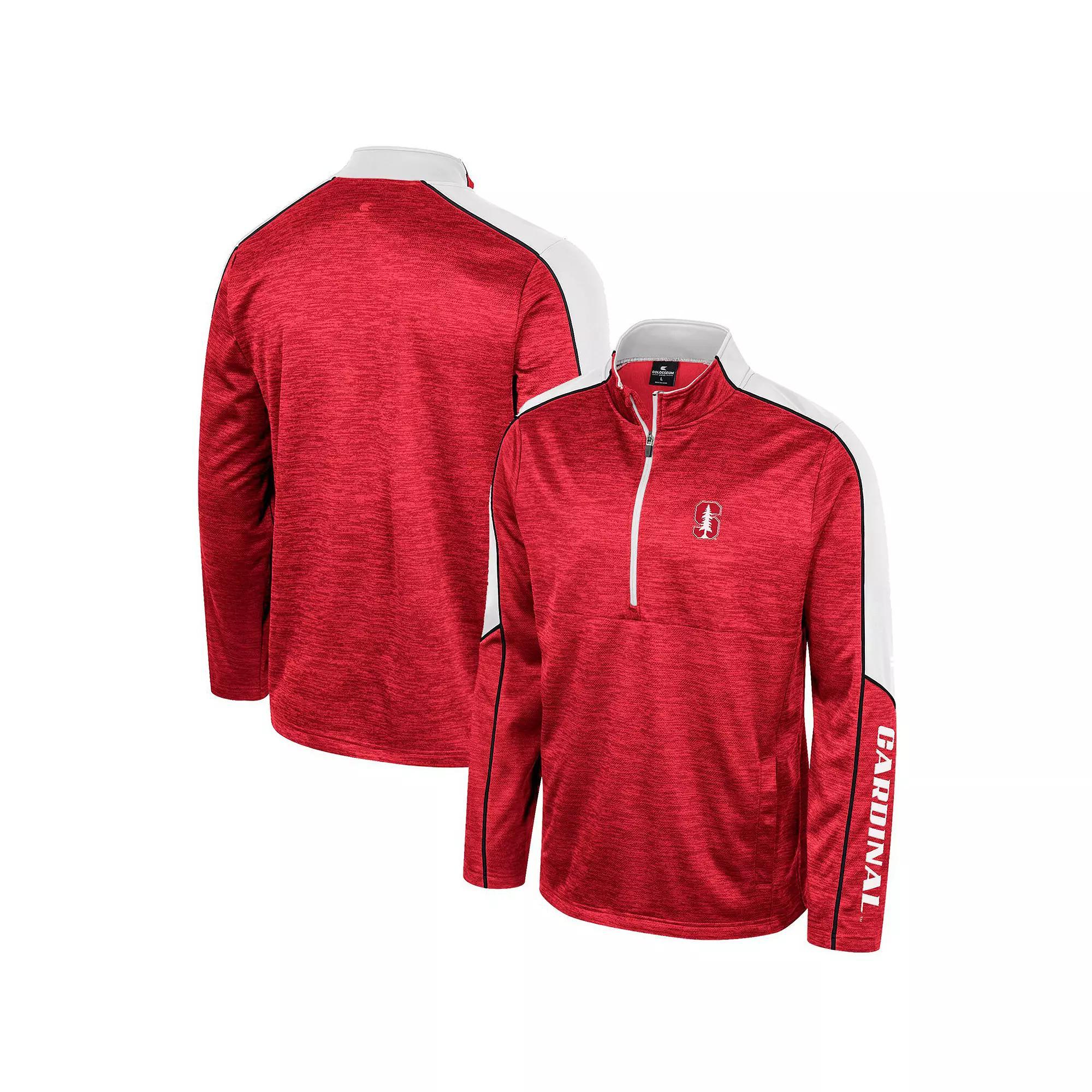 Men's Colosseum Cardinal Stanford Cardinal Marled Half-Zip Jacket, Size: Large, Red Product Image