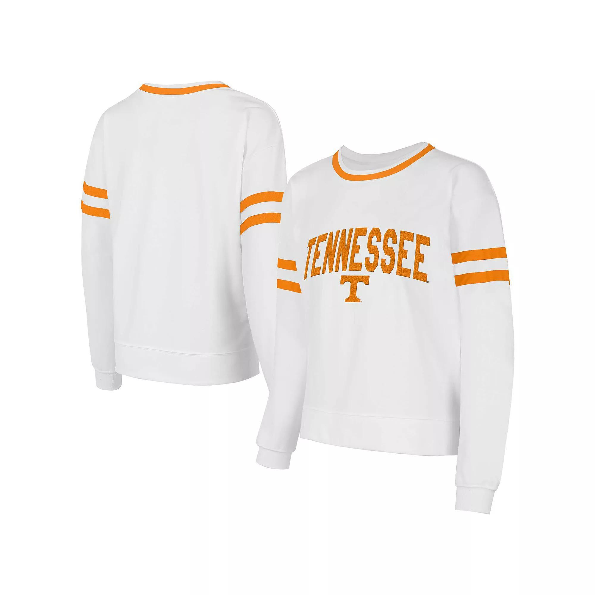 Women's Concepts Sport  White Tennessee Volunteers Borough French Terry Arch Over Long Sleeve T-Shirt, Size: XL Product Image
