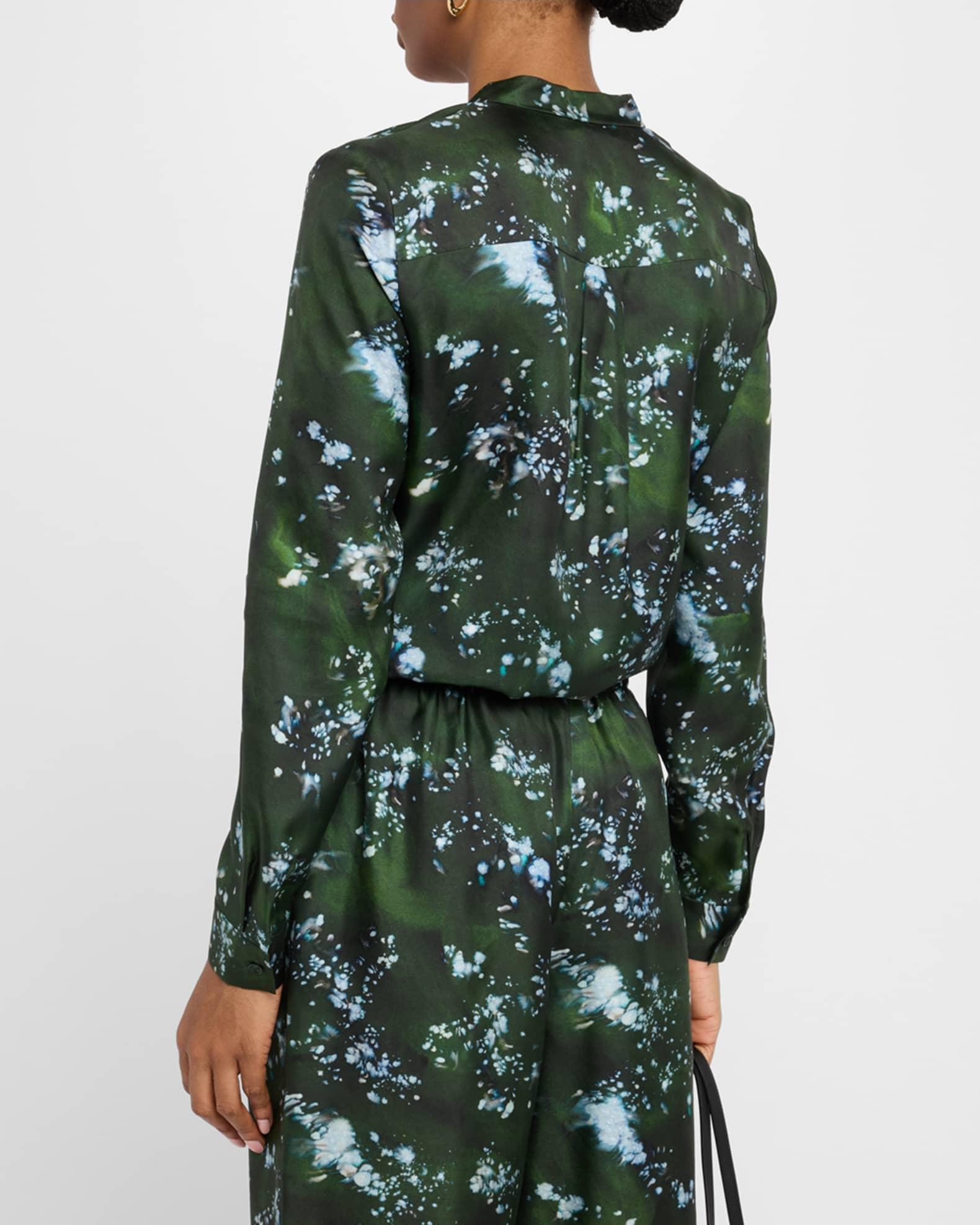 Abstract-Print Silk Blouse Product Image