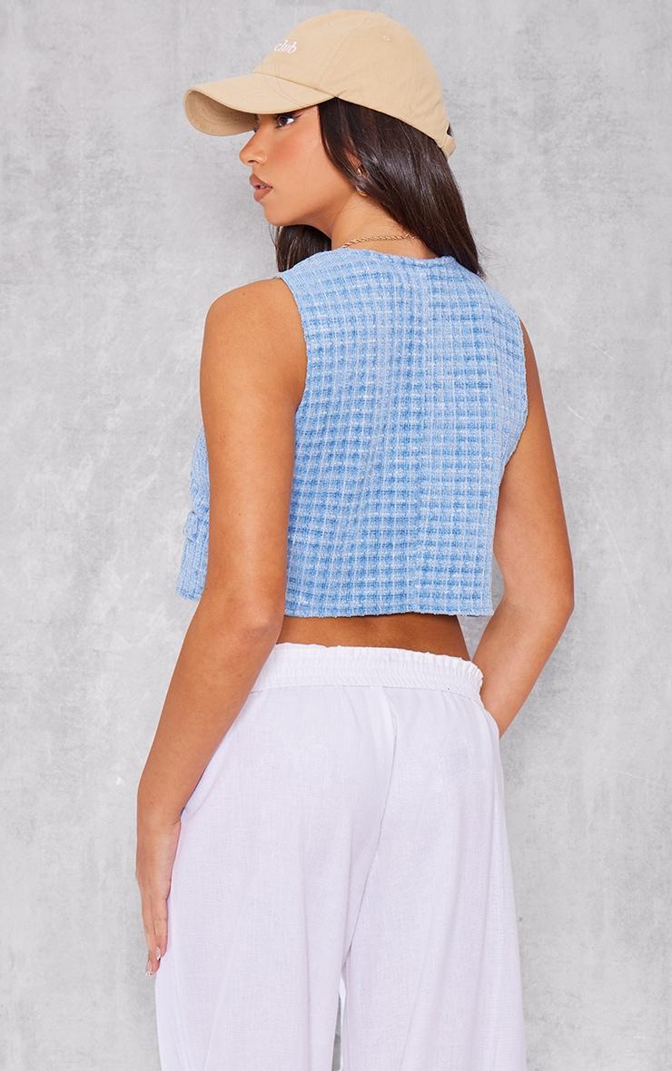 Blue Textured Cropped Vest Product Image