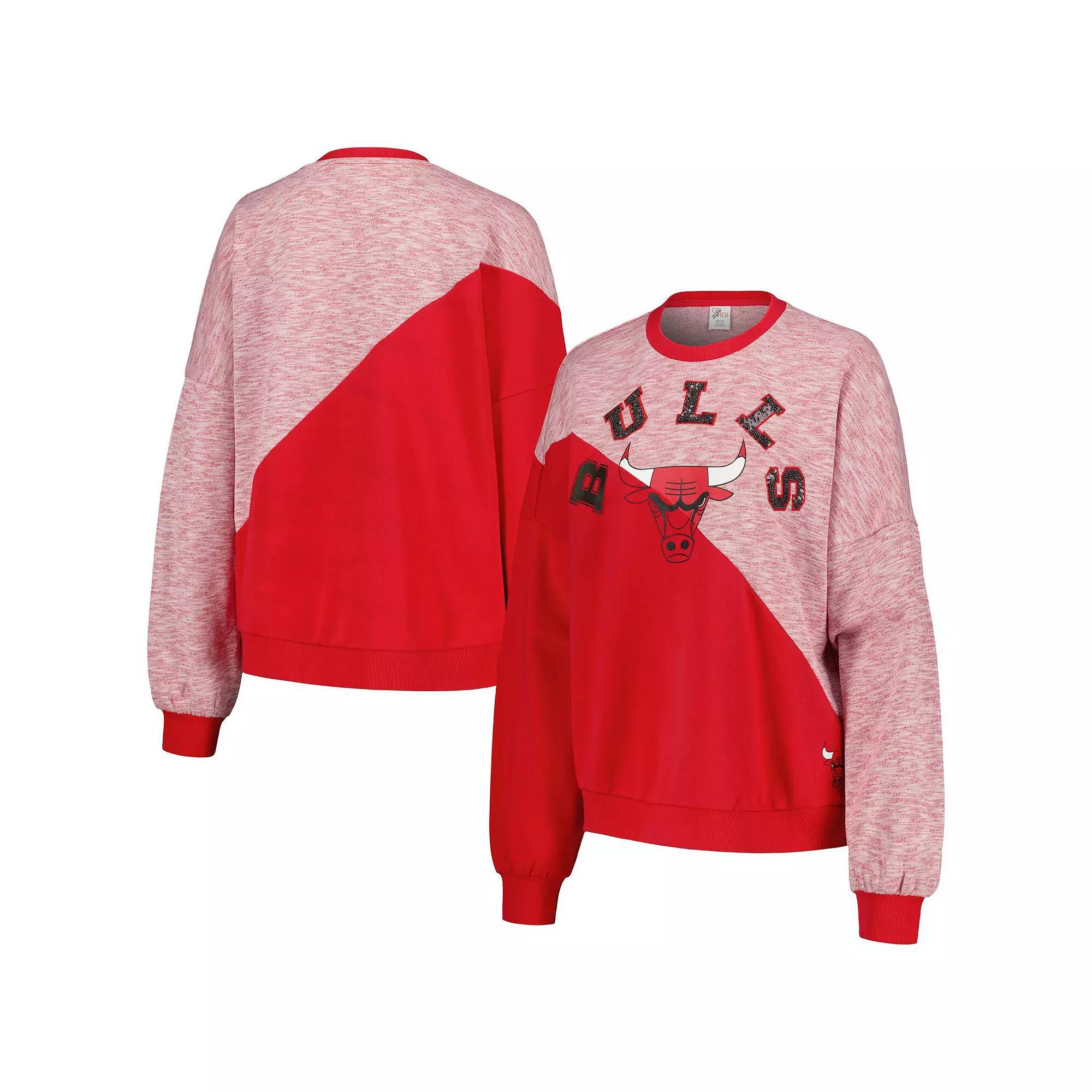 Women's G-III 4Her by Carl Banks Red Chicago Bulls Benches Split Pullover Sweatshirt,  Product Image