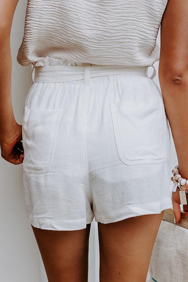 On The Boat Linen-Blend Shorts In Ivory Product Image