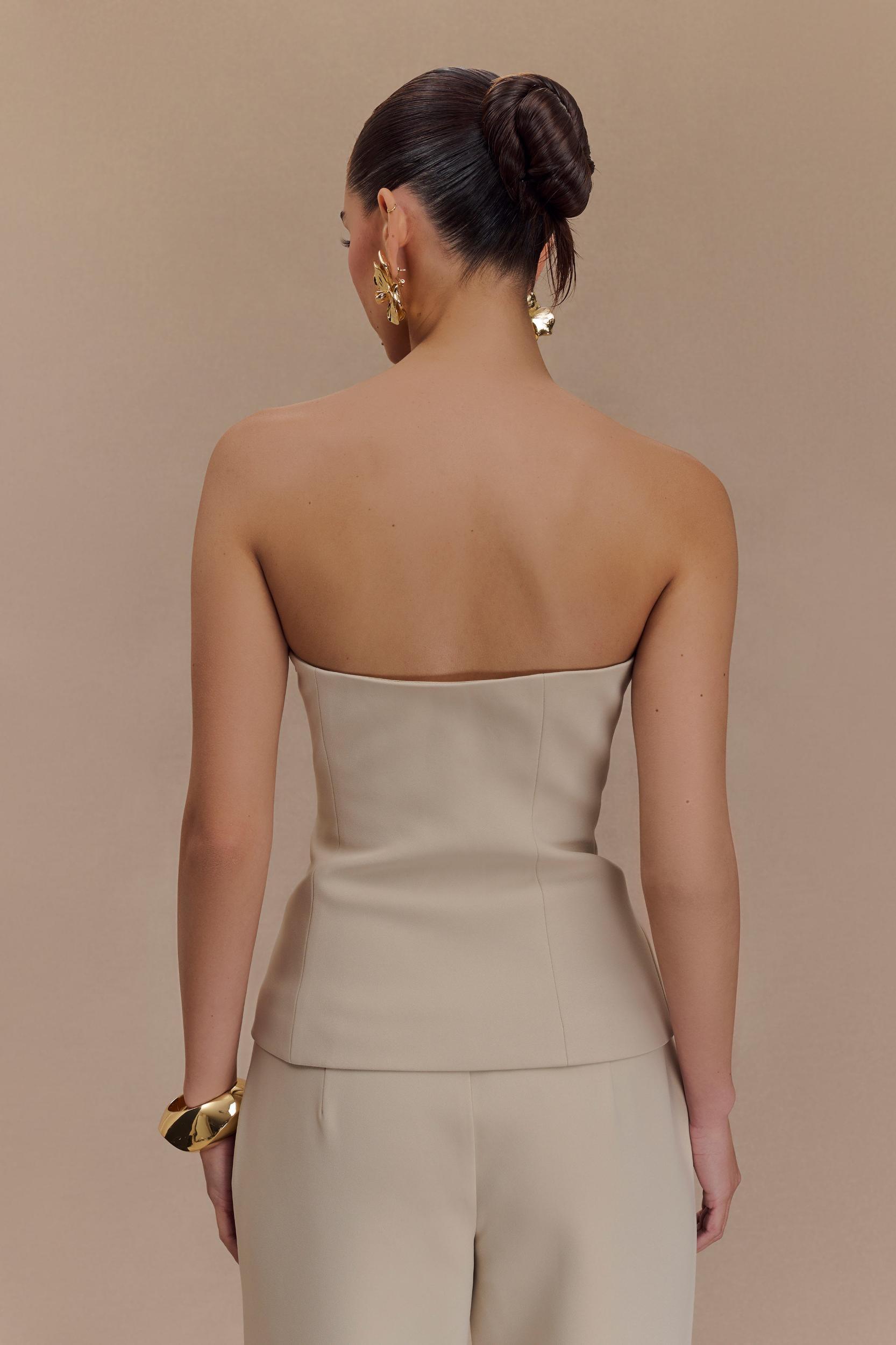 Lindie Strapless Suiting Top - Sand Product Image
