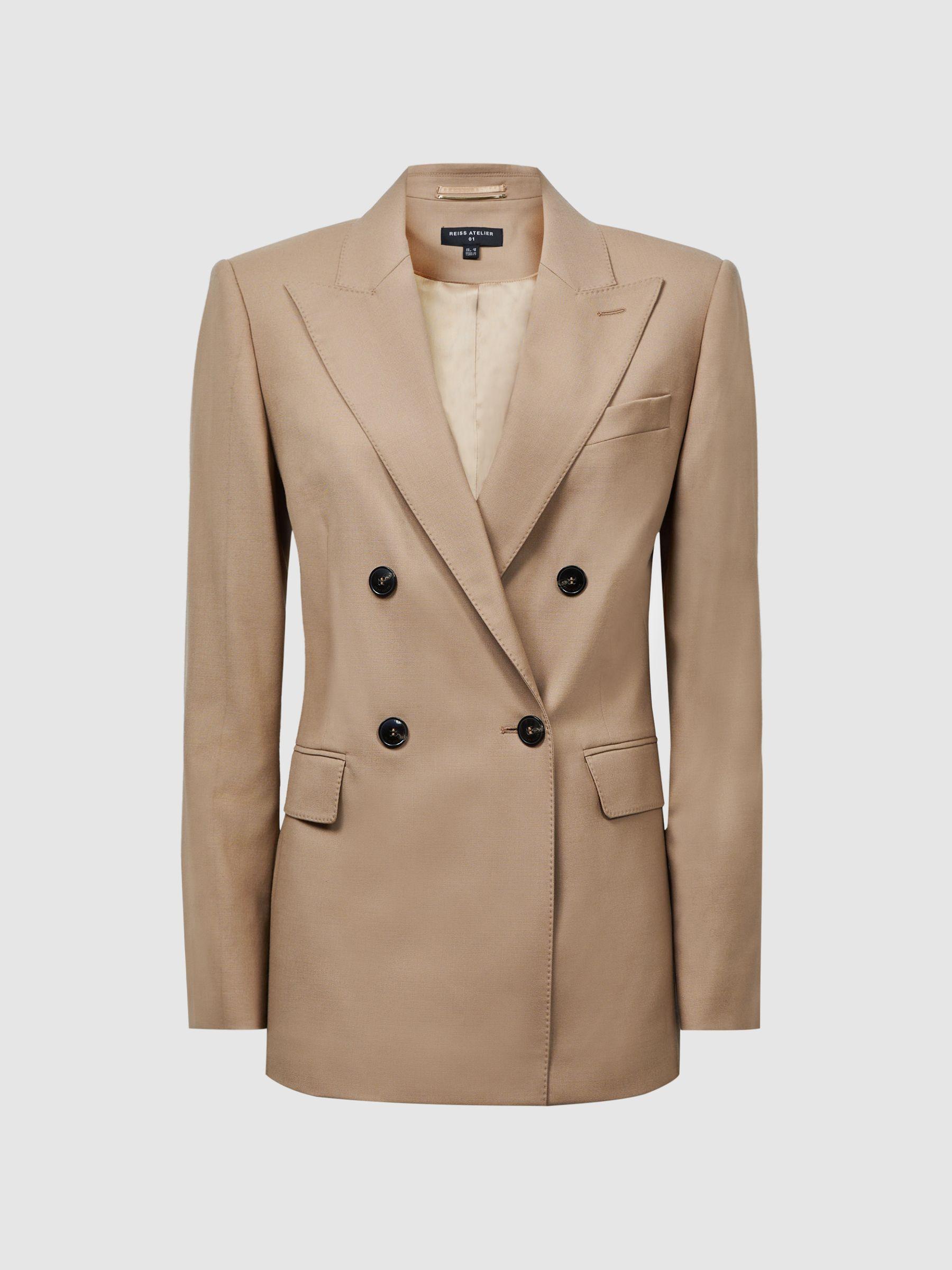 Atelier Wool Double Breasted Blazer in Camel Product Image