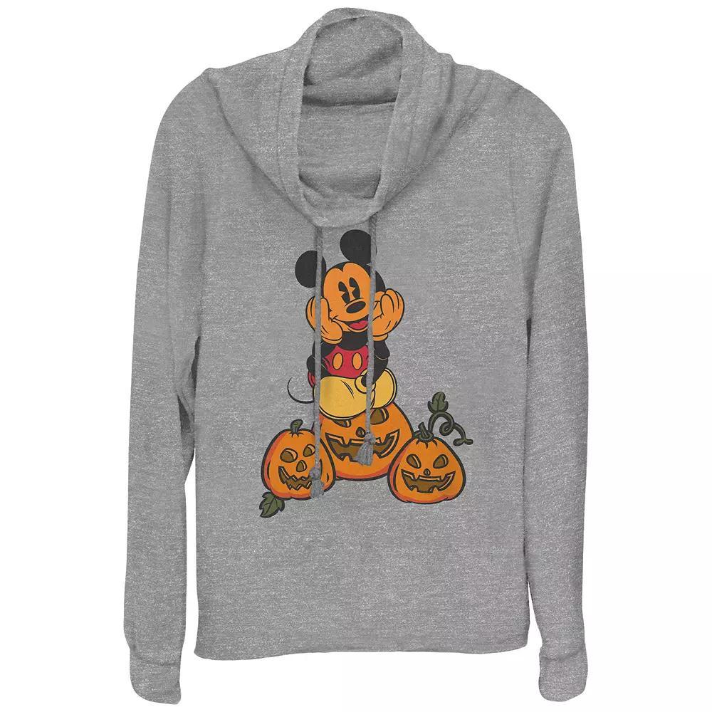 Disney's Mickey Mouse Pumpkin Patch Women's Cowlneck Graphic Lightweight Long Sleeve,  Product Image
