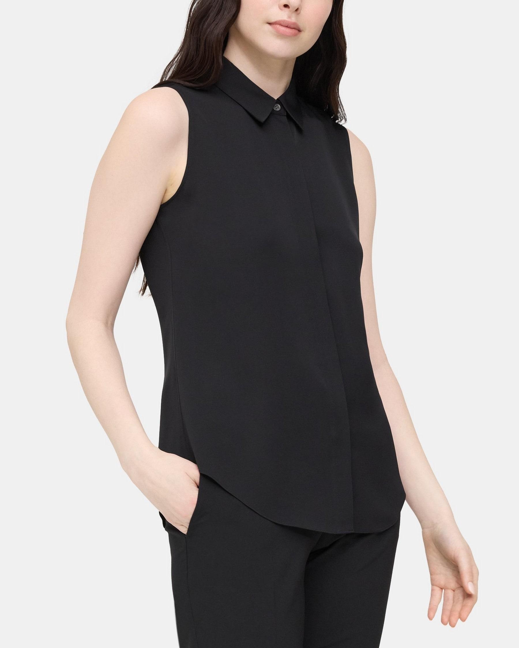 Sleeveless Shirt in Silk Product Image