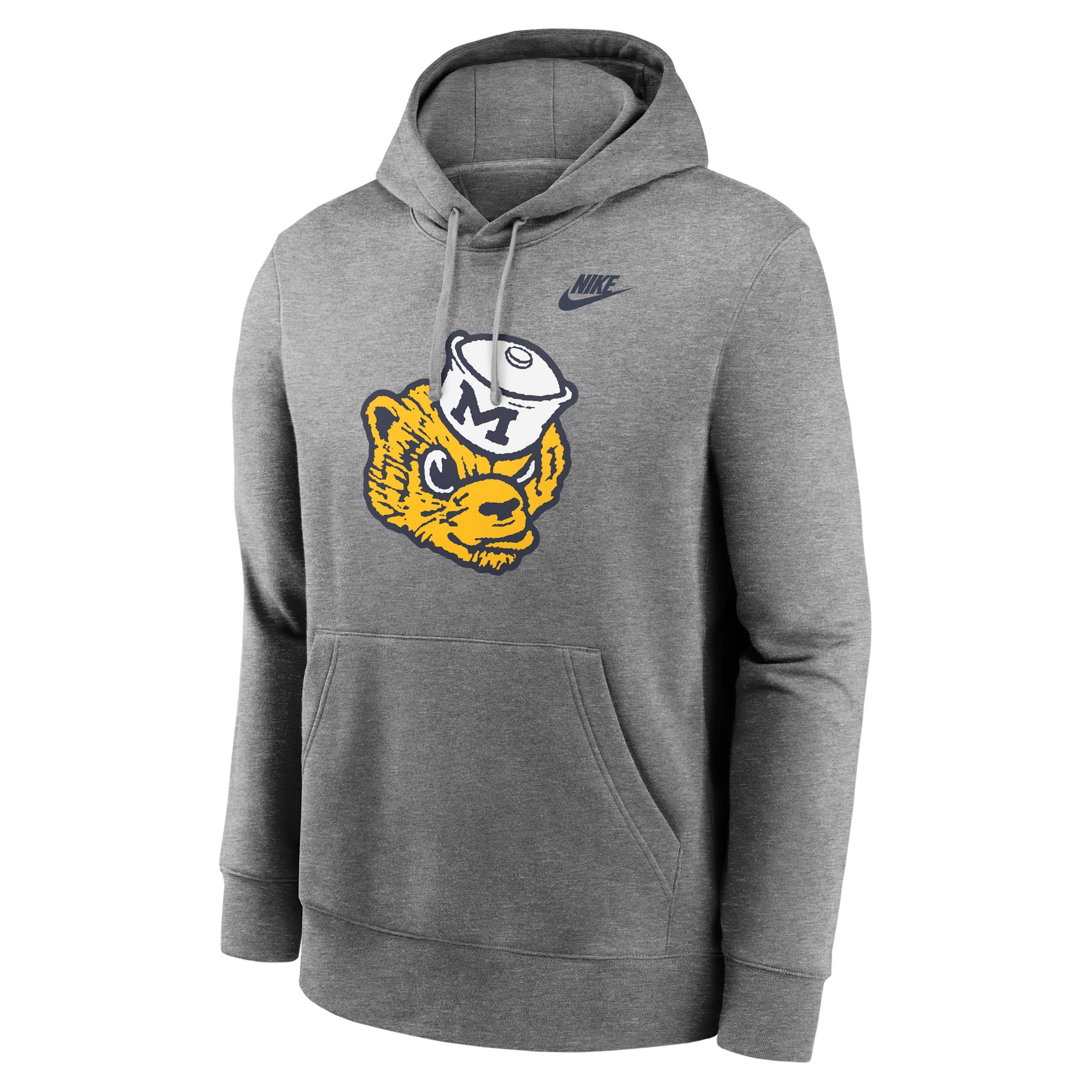 Michigan Wolverines Legacy Club Primary Logo Nike Mens College Pullover Hoodie | CLEVGFTNKDKUXP-MIC Product Image