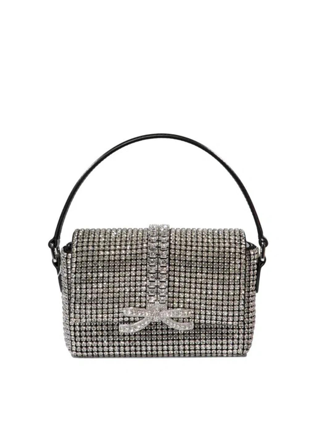 SELF-PORTRAIT Silver Rhinestone Chainmail Micro Handbag Product Image