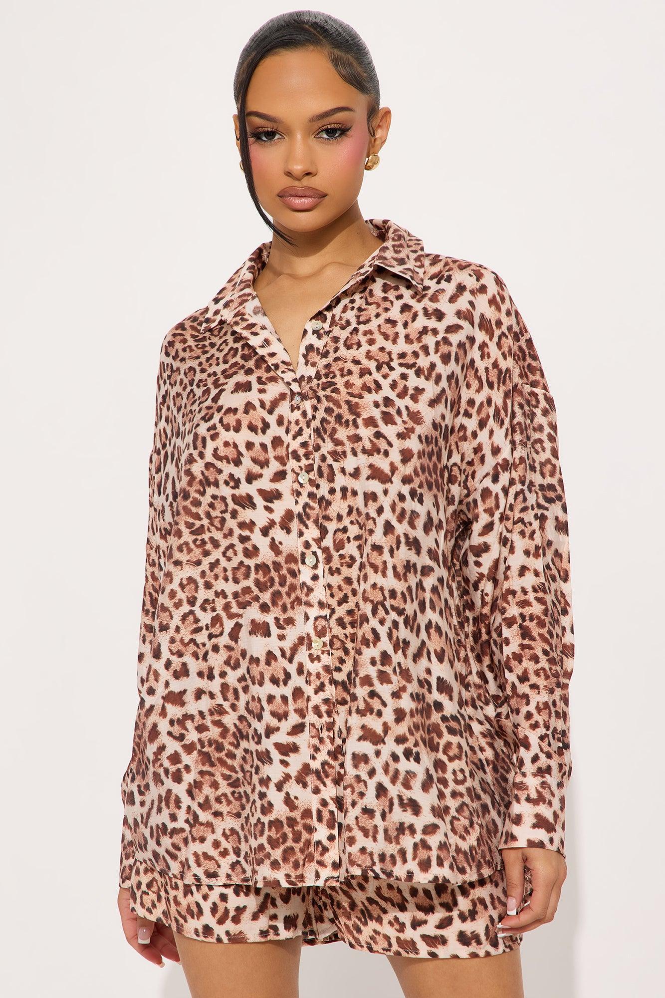 Isabella Leopard Short Set - Brown/combo Product Image