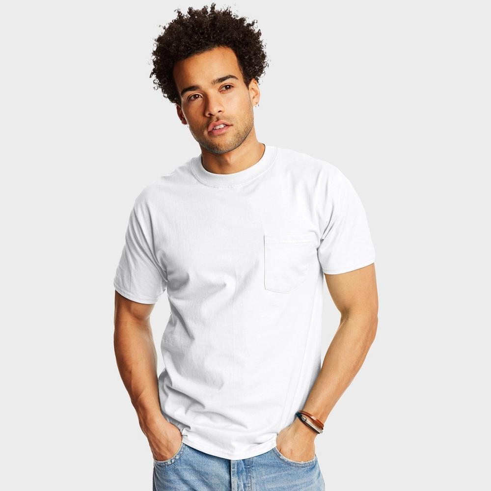 Men's Hanes® Beefy-T 2-Pack Pocket T-Shirt, Size: XL, White Product Image