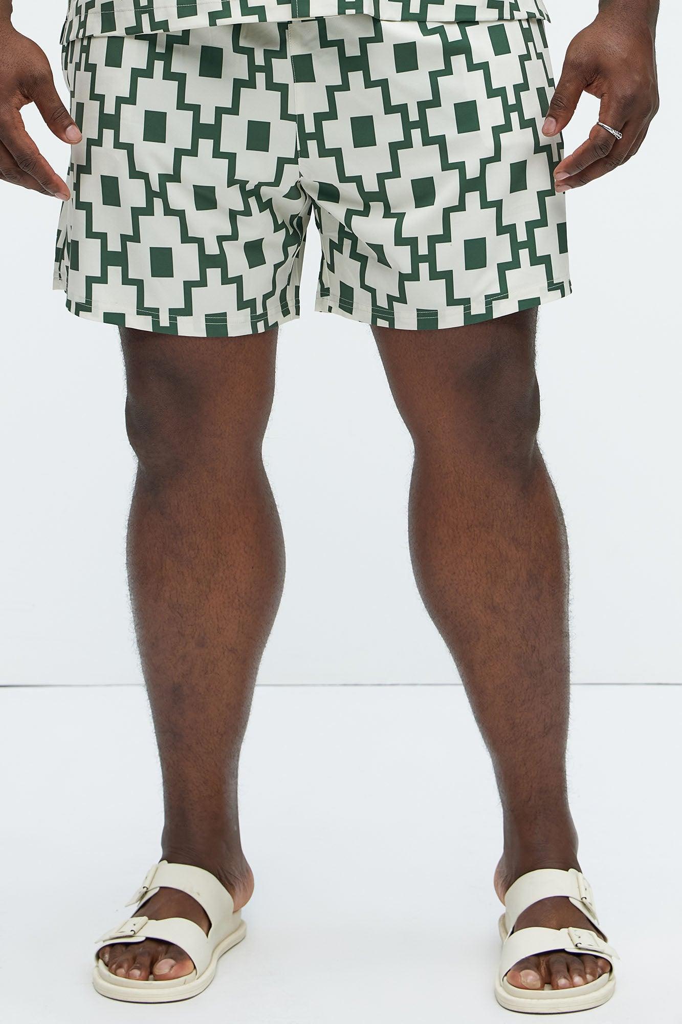 Mosaic Printed Swim Trunk Mid - Cream/combo Product Image