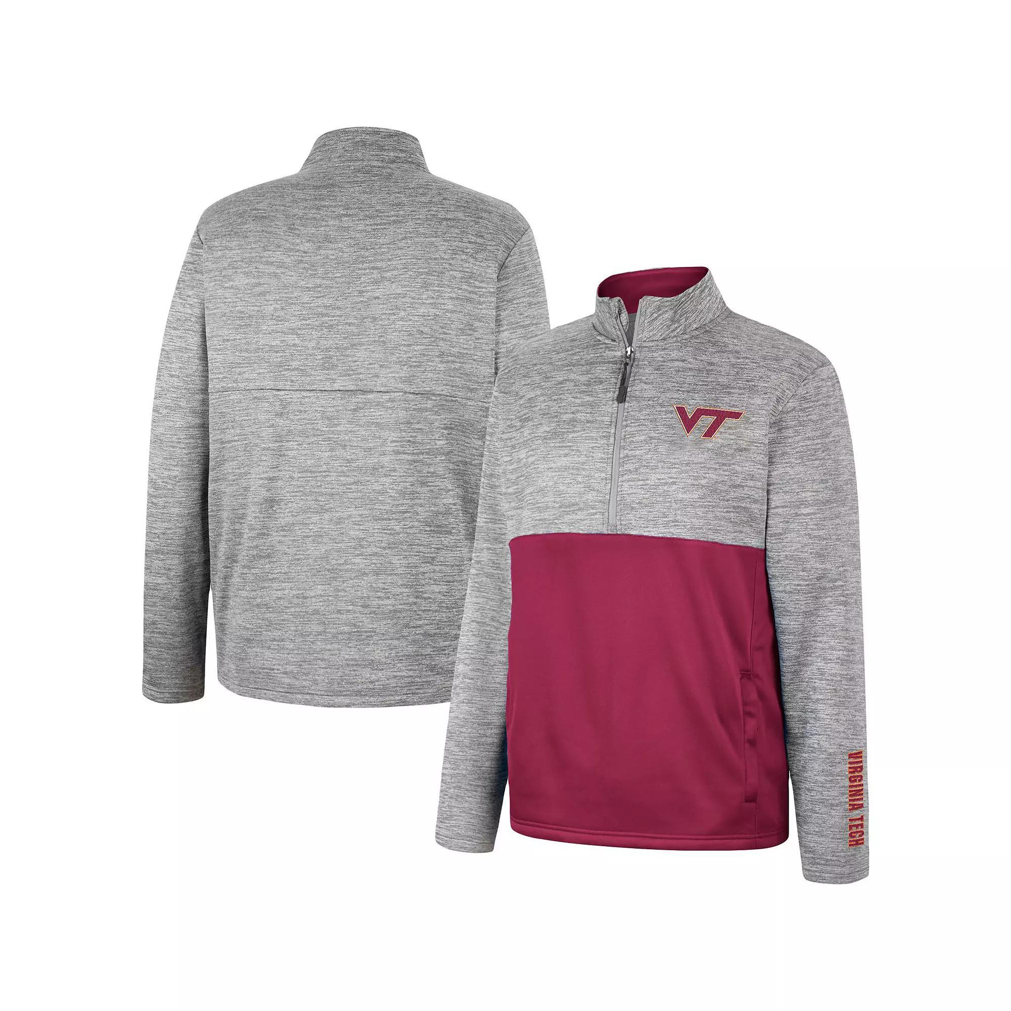 Men's Colosseum Heather Gray Virginia Tech Hokies John Half-Zip Pullover Jacket, Size: 2XL, Grey Product Image