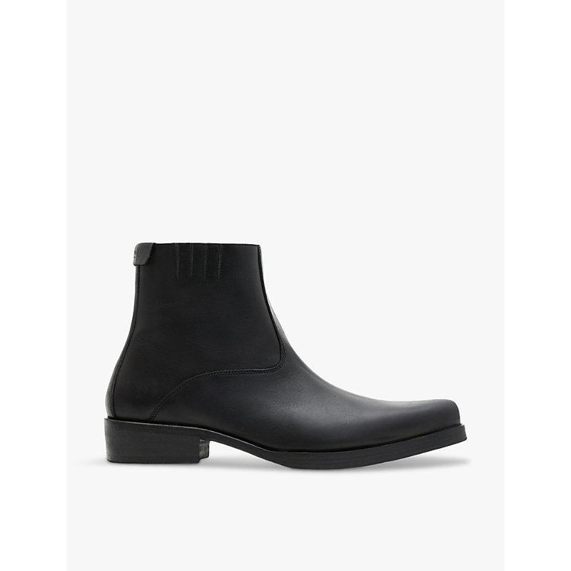 ALLSAINTS Booker Leather Zip Up Boots In Black Product Image