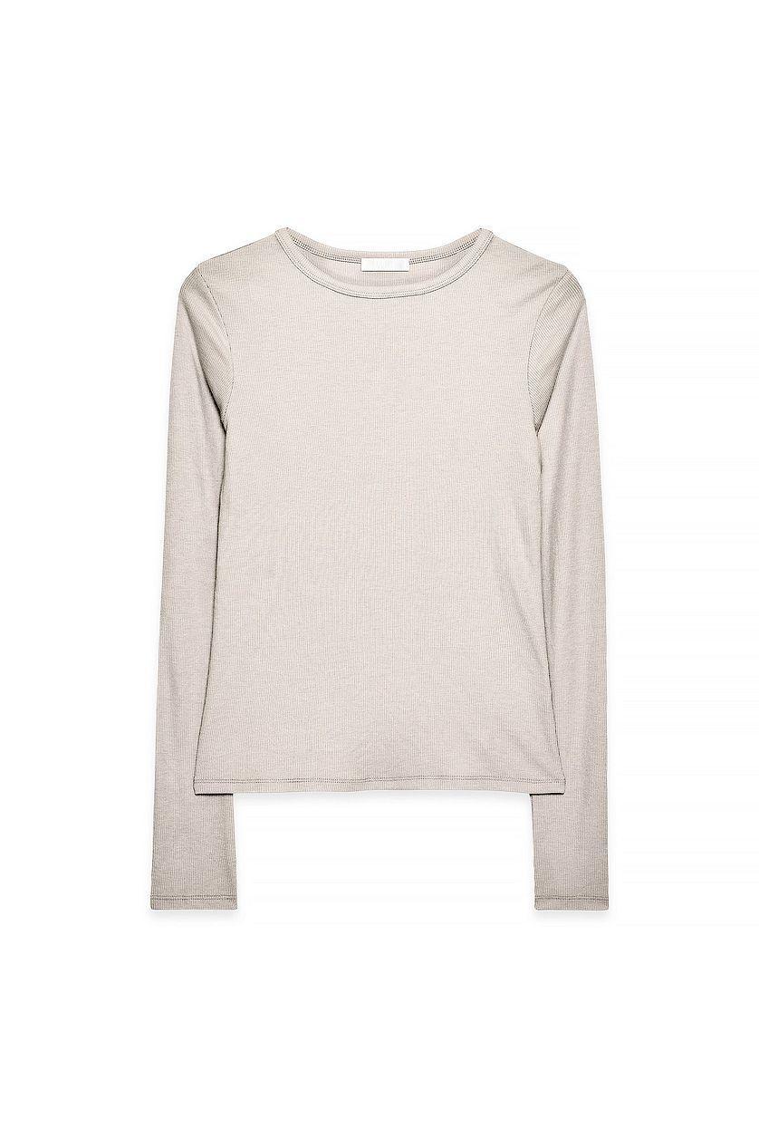 Round Neck Rib Long Sleeve Top Product Image