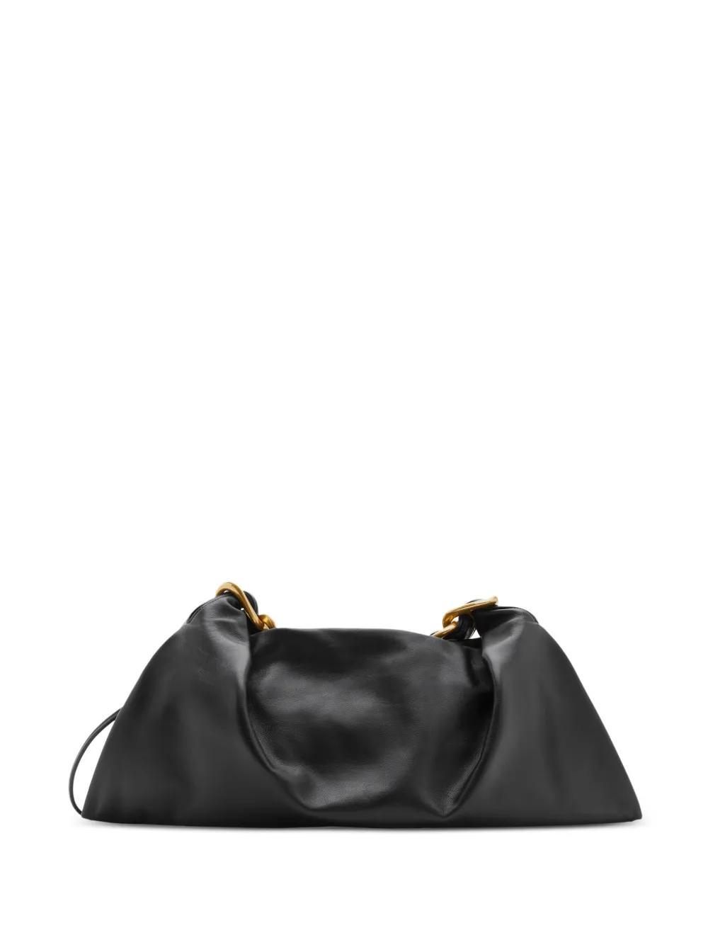 BURBERRY Medium Swan Leather Shoulder Bag In Black Product Image