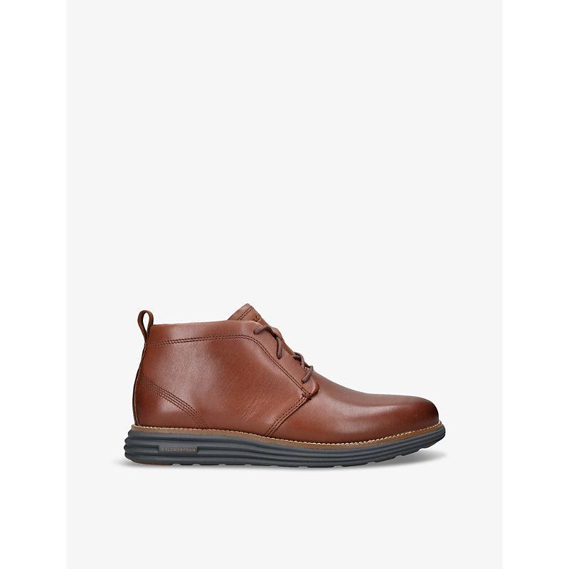 COLE HAAN Mens Brown Øriginalgrand Chukka Leather Boots In Medium Brown Product Image