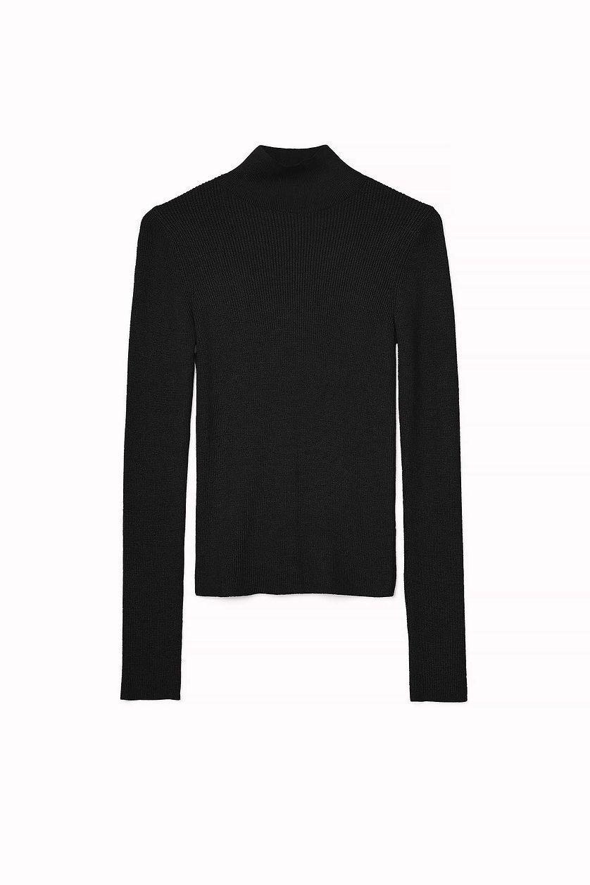 Long Sleeve Turtleneck Ribbed Knitted Top Product Image