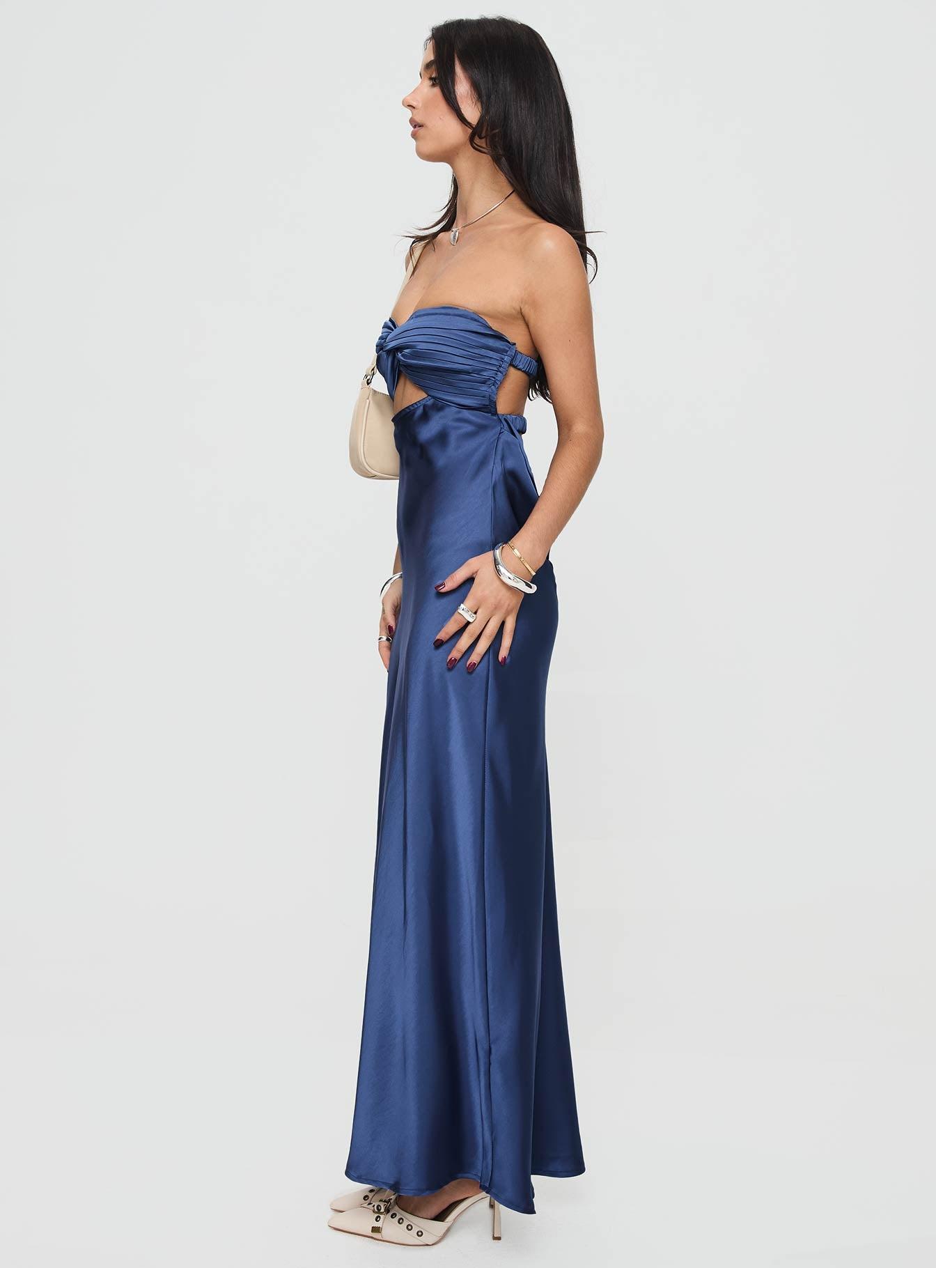 Faviola Strapless Maxi Dress Blue Product Image