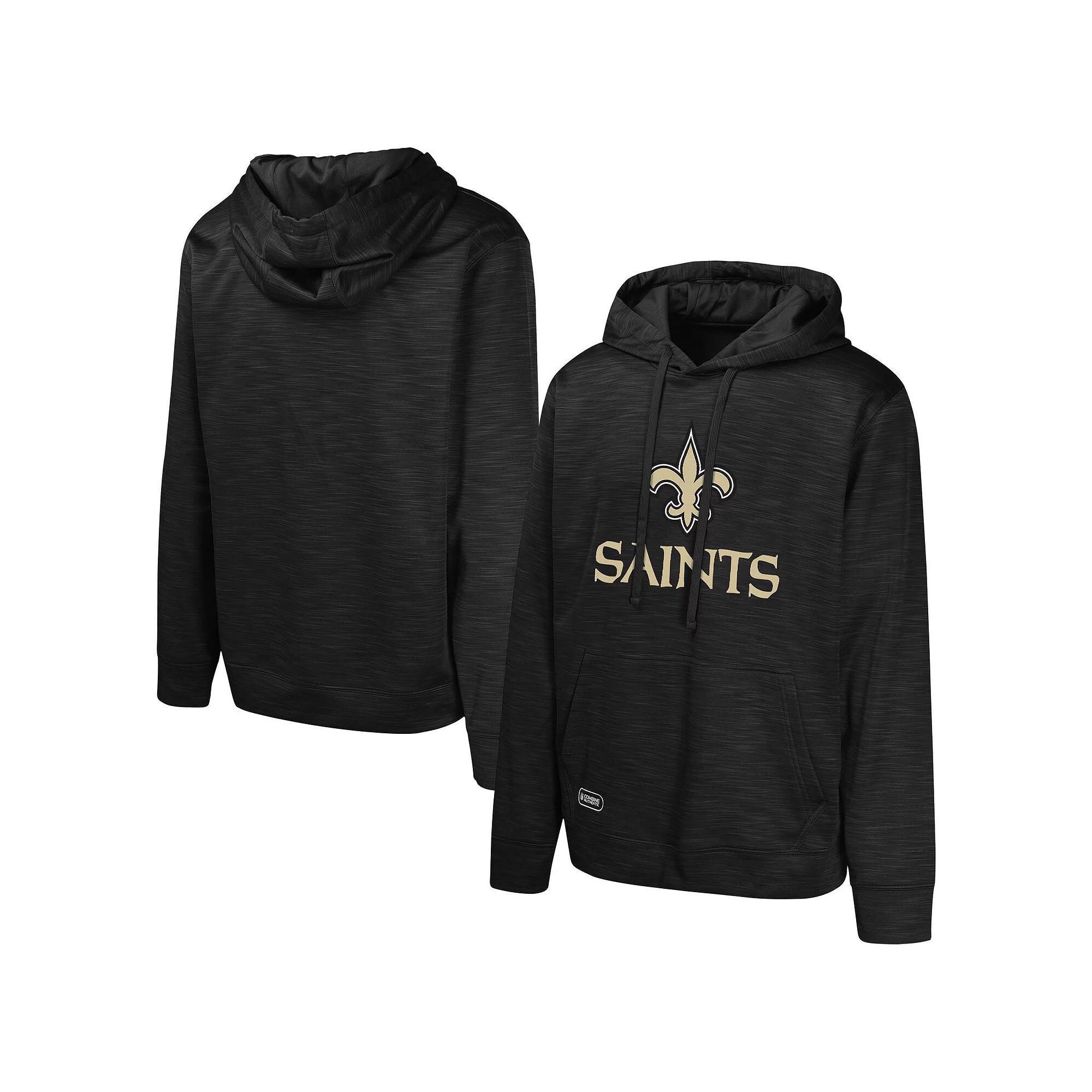 Men's Black New Orleans Saints Streak Fleece Pullover Hoodie,  Product Image