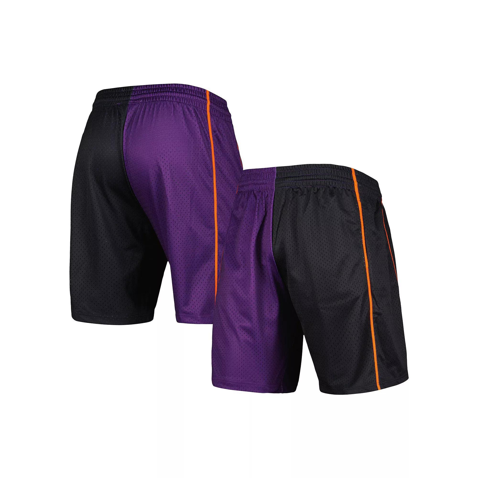 Men's Mitchell & Ness Black/Purple Phoenix Suns Hardwood Classics 2001 Split Swingman Shorts, Size: Large, Phx Black Product Image